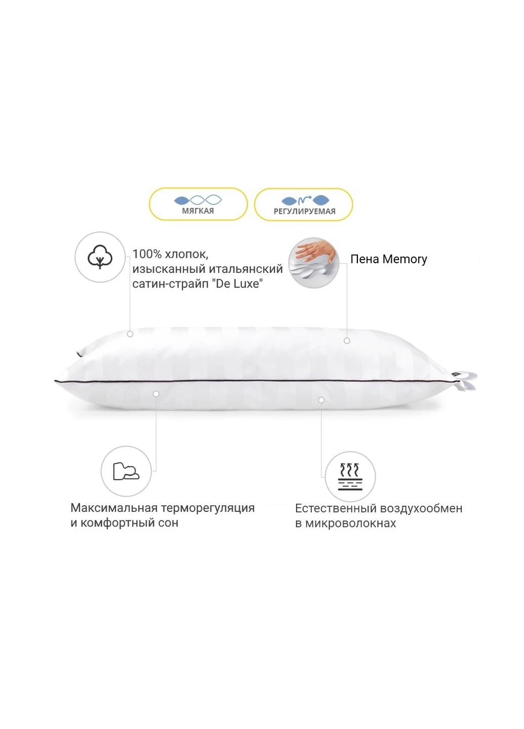 Подушка 1489 Royal Pearl Hand Made memory effekt Мягкая 50х50 см (2200003263497) Mirson (254053725)