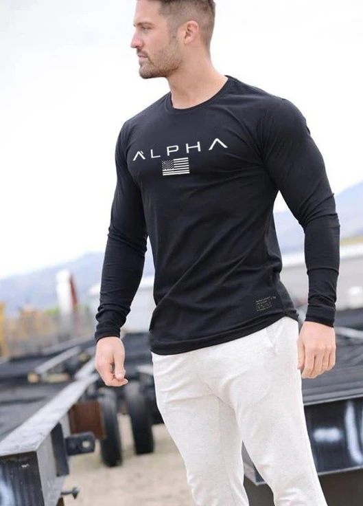 Чорний лонгслів Alpha однотонний чорний спортивні