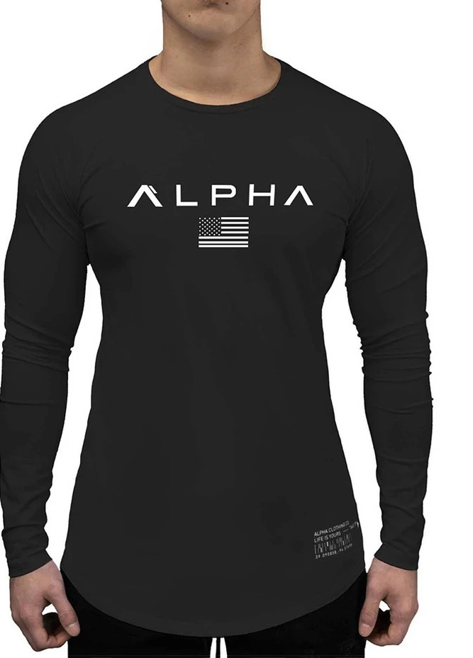Чорний лонгслів Alpha однотонний чорний спортивні