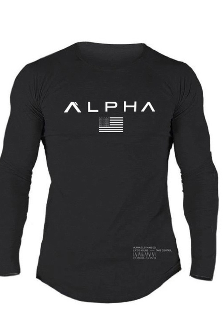 Чорний лонгслів Alpha однотонний чорний спортивні