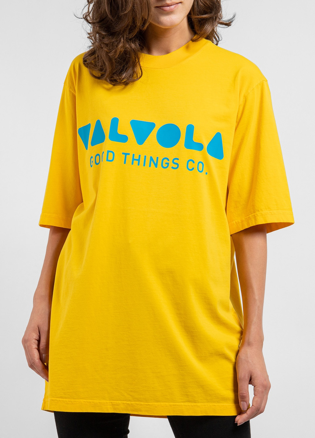 Желтая футболка с логотипом цвета морской волны Valvola