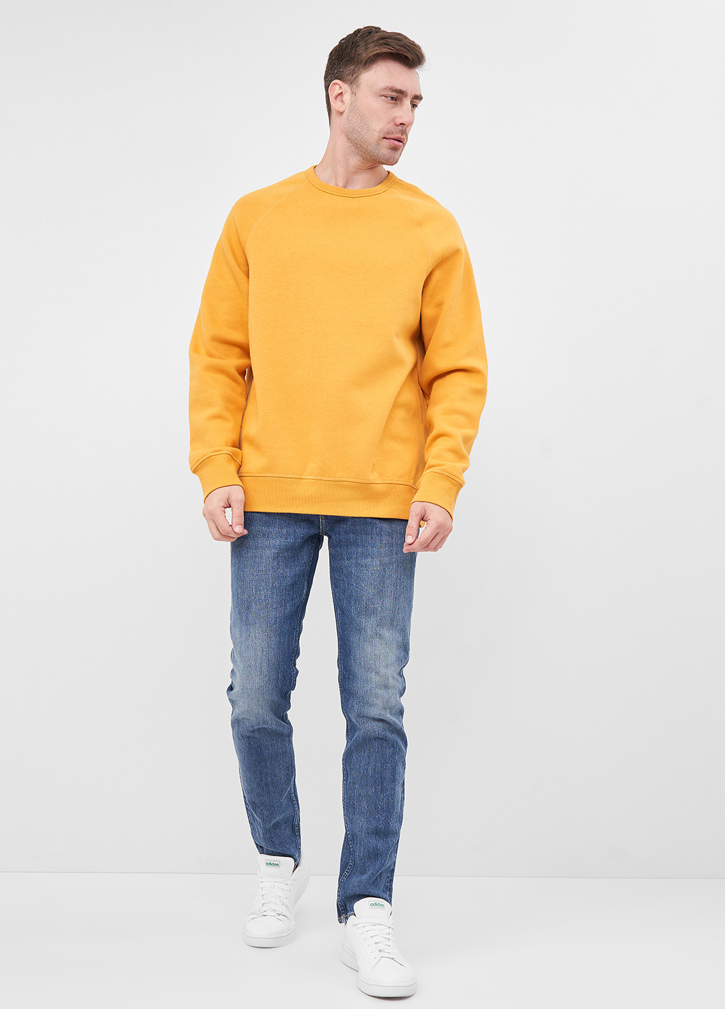 Свитшот H&M - Прямой крой однотонный желтый кэжуал хлопок, трикотаж - (202096254)