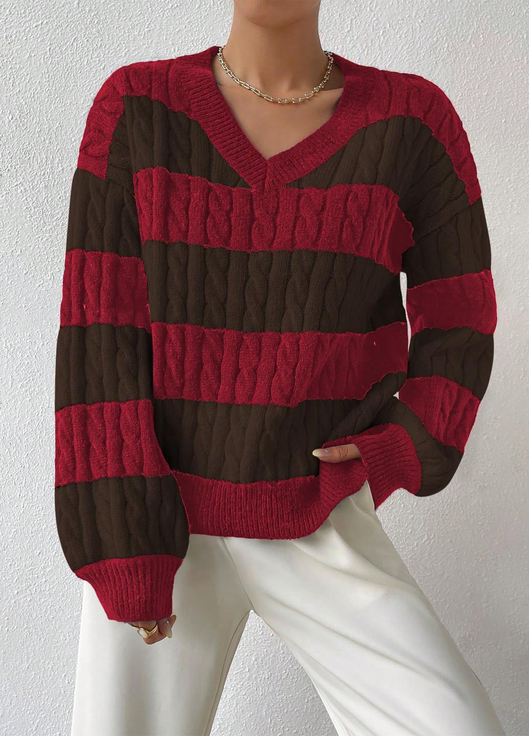 Красный демисезонный пуловер пуловер SHEIN