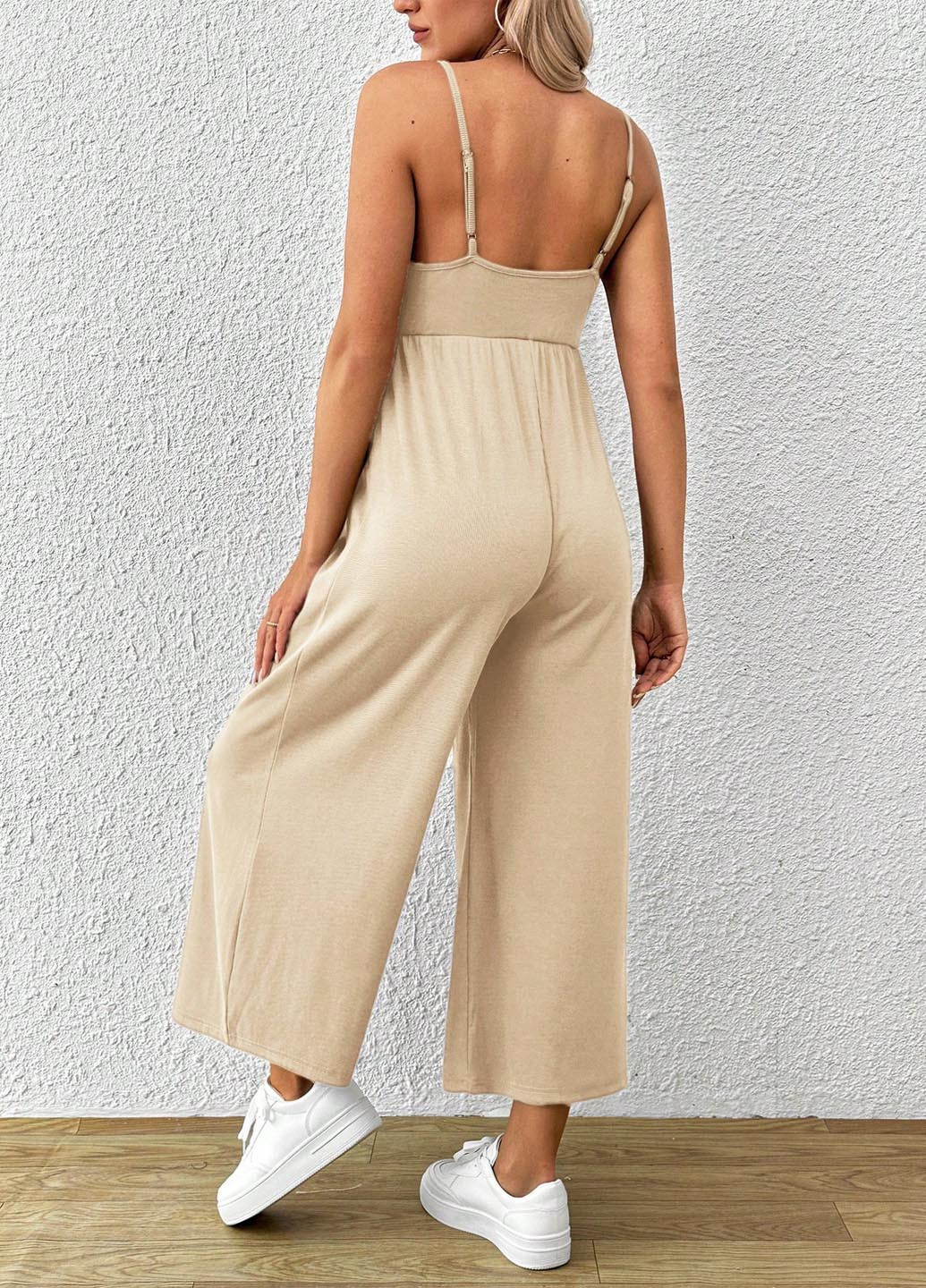 Комбинезон для беременных SHEIN комбинезон-брюки однотонный светло-бежевый праздничный, кэжуал полиэстер