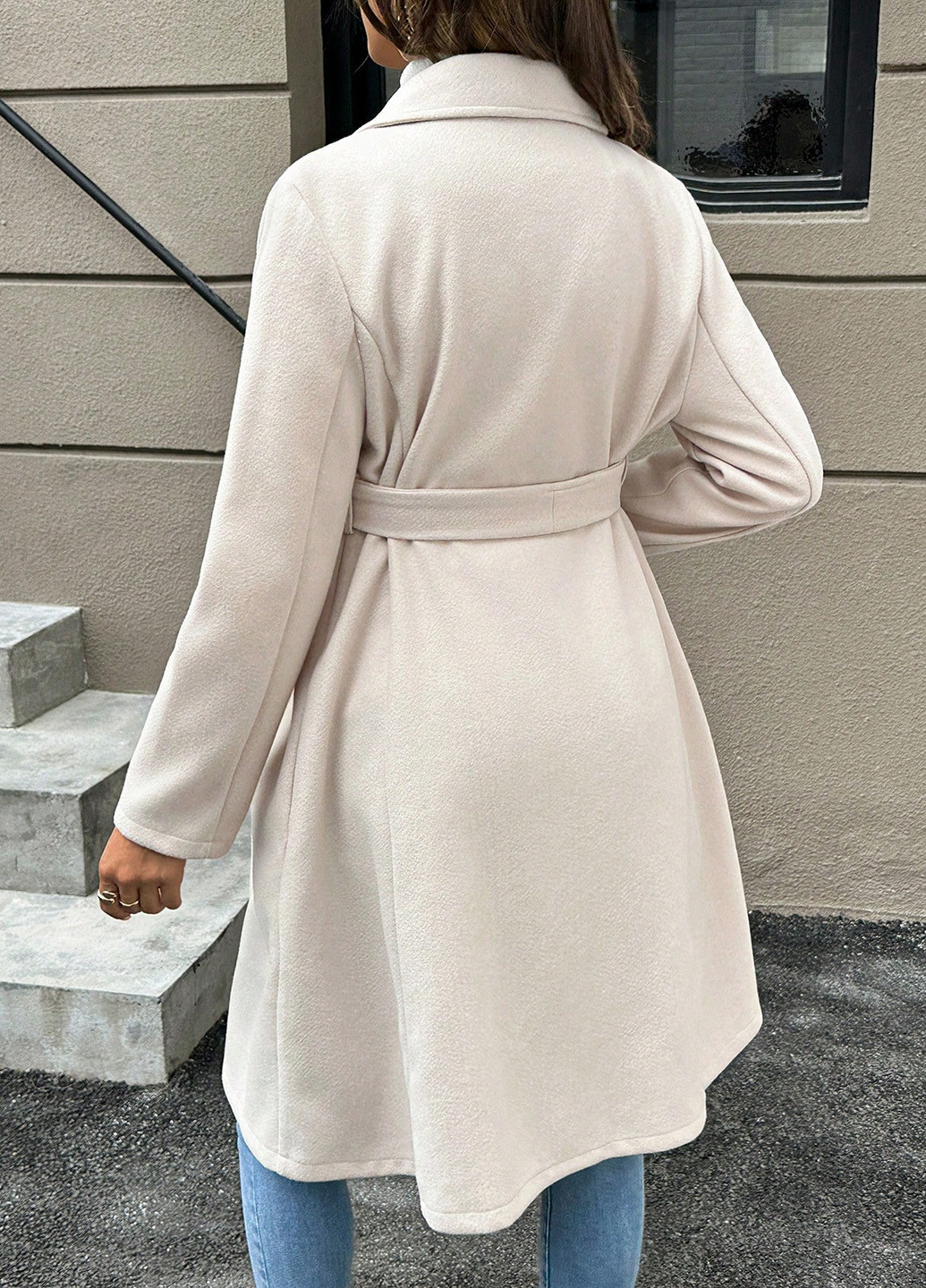 Кремове демісезонне Пальто для вагітних двобортне SHEIN