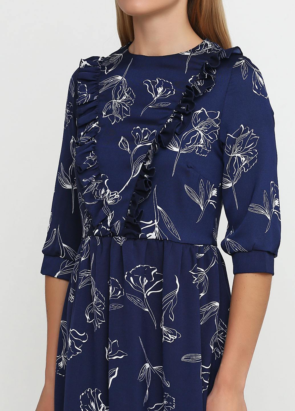 Темно-синее кэжуал платье ANVI с цветочным принтом