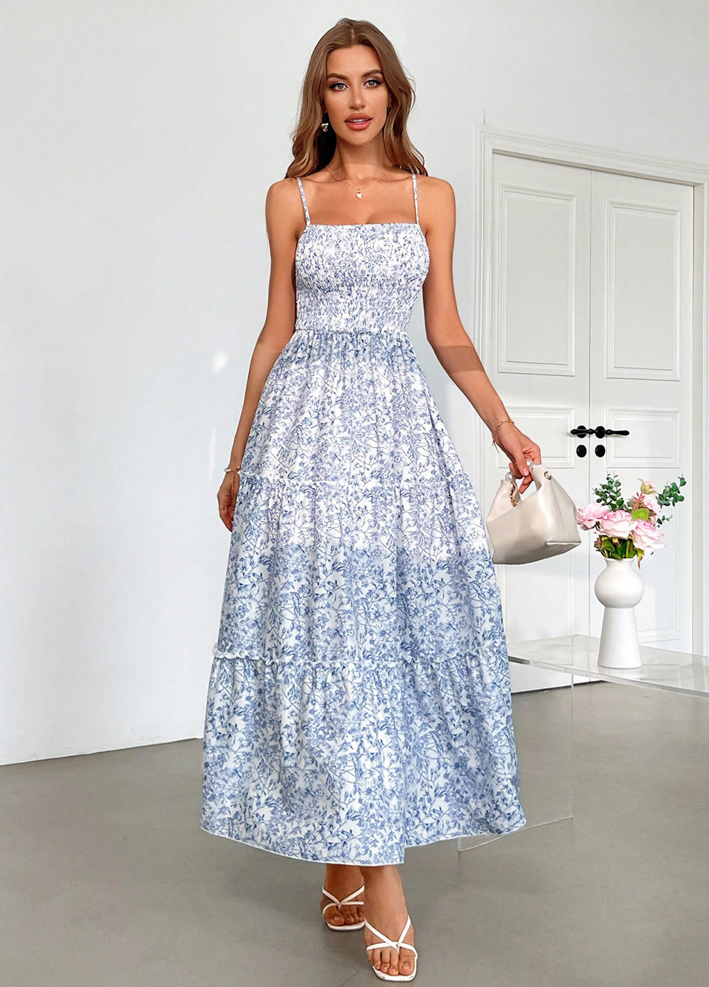 Летний женский сарафан SHEIN в цветочек