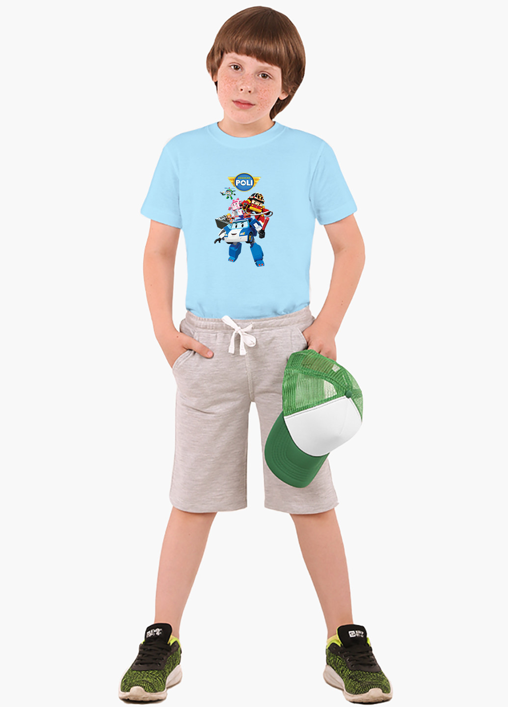 Блакитна демісезонна футболка дитяча робокар полі (robocar poli) (9224-1619) MobiPrint