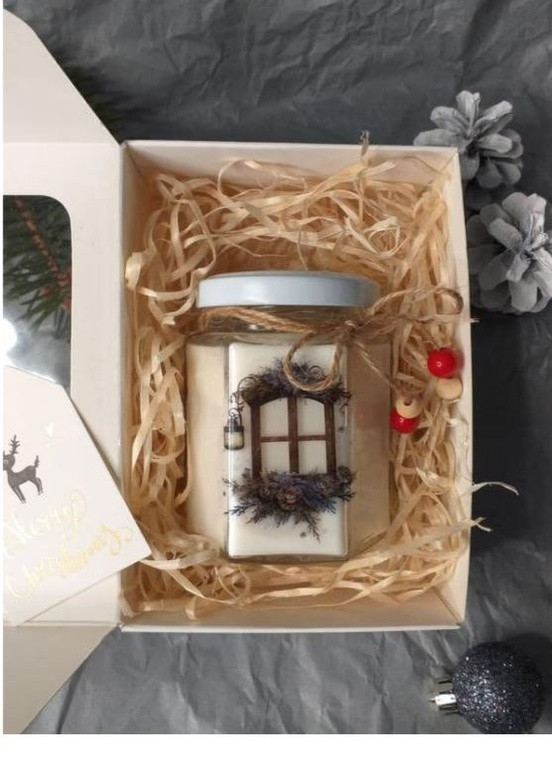 Новорічна подарункова handmade свічка "Віконце"38-40 годин горіння BeautlyMaysternya (255288277)