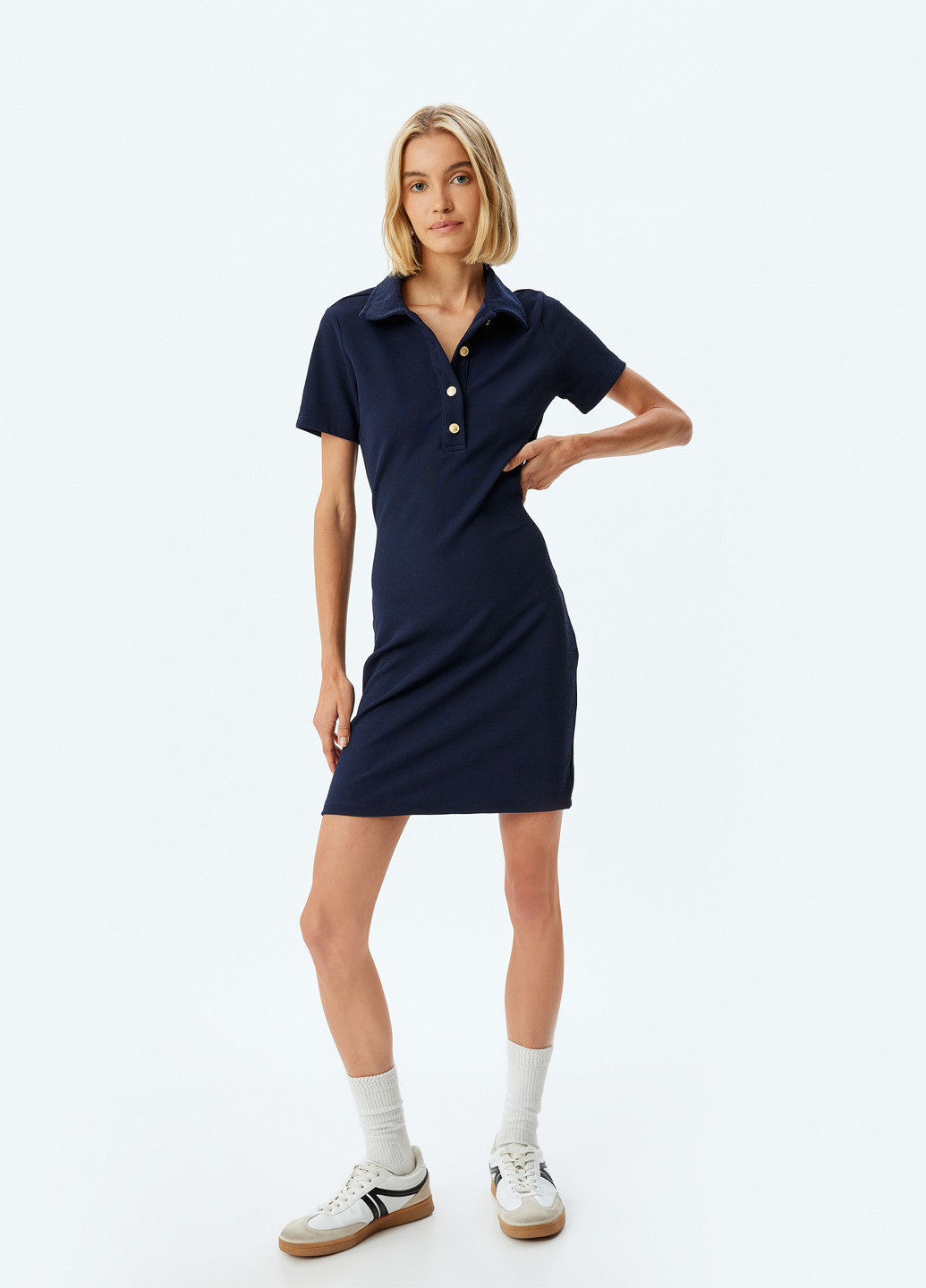 Темно-синя кежуал сукня поло KOTON однотонна