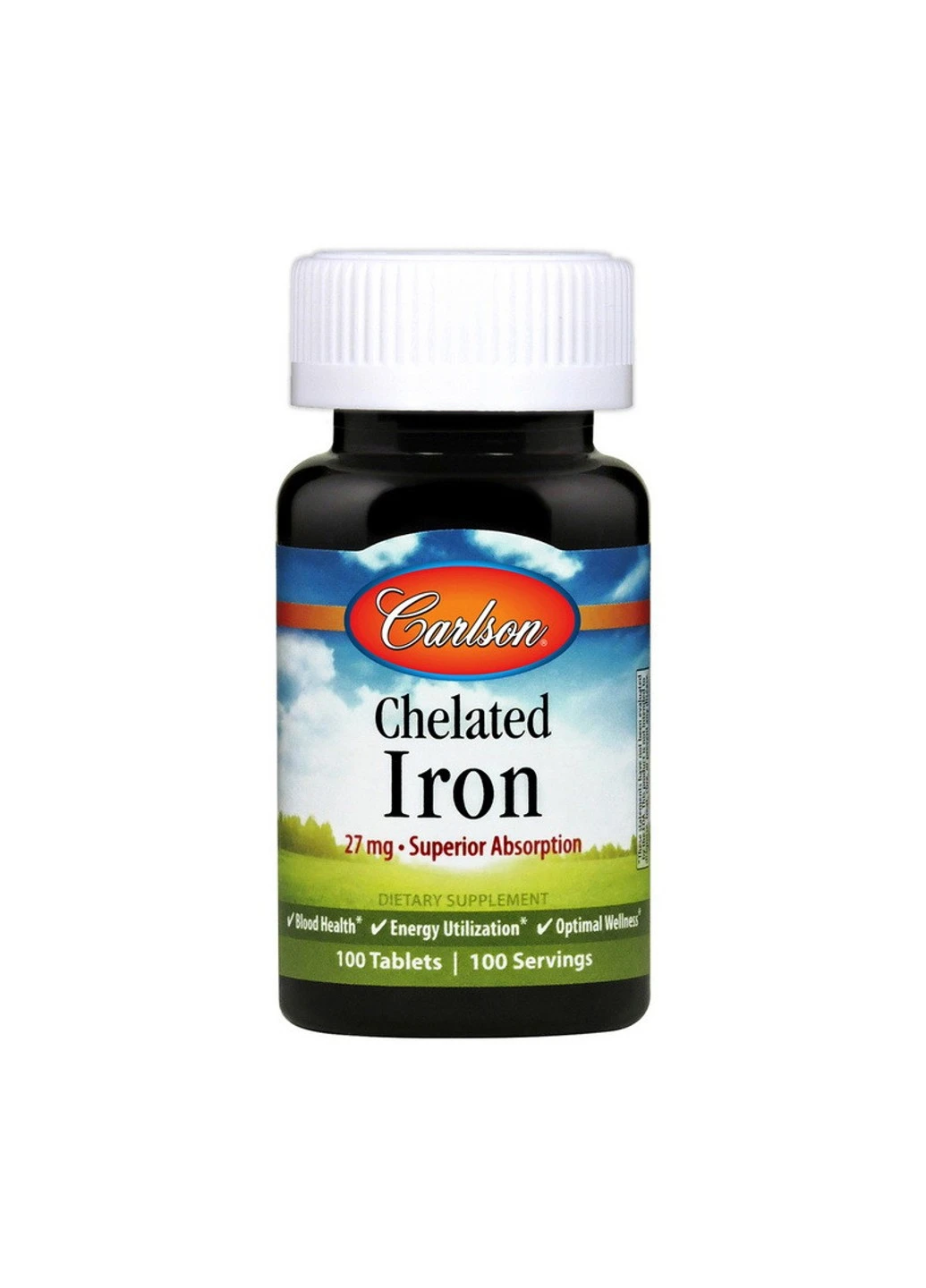 Хелатне Залізо Chelated Iron 27 mg (100 tabs) карлсон лабс Carlson Labs (255410426)