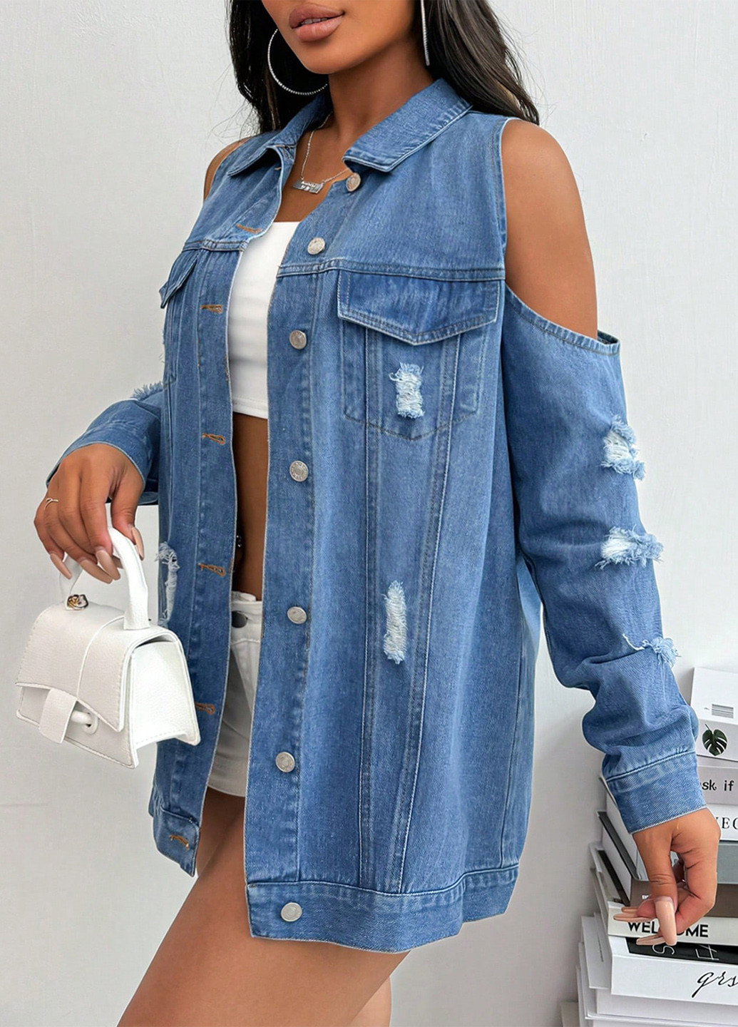 Синя демісезонна куртка куртка-піджак SHEIN