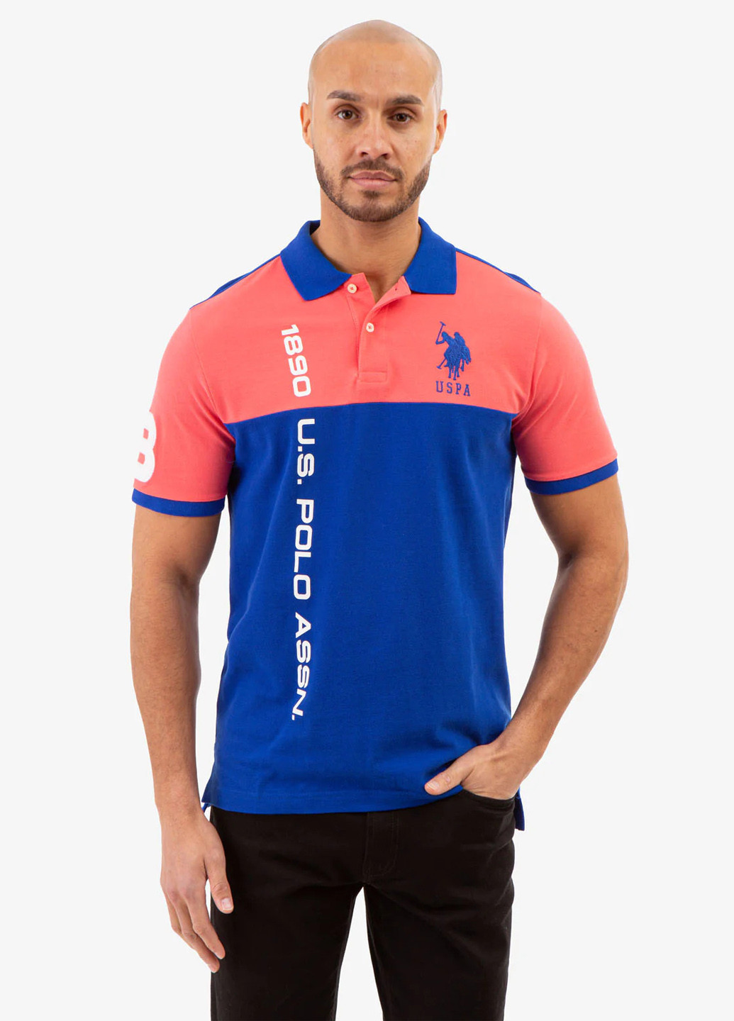 Синяя футболка-поло для мужчин U.S. Polo Assn. колор блок