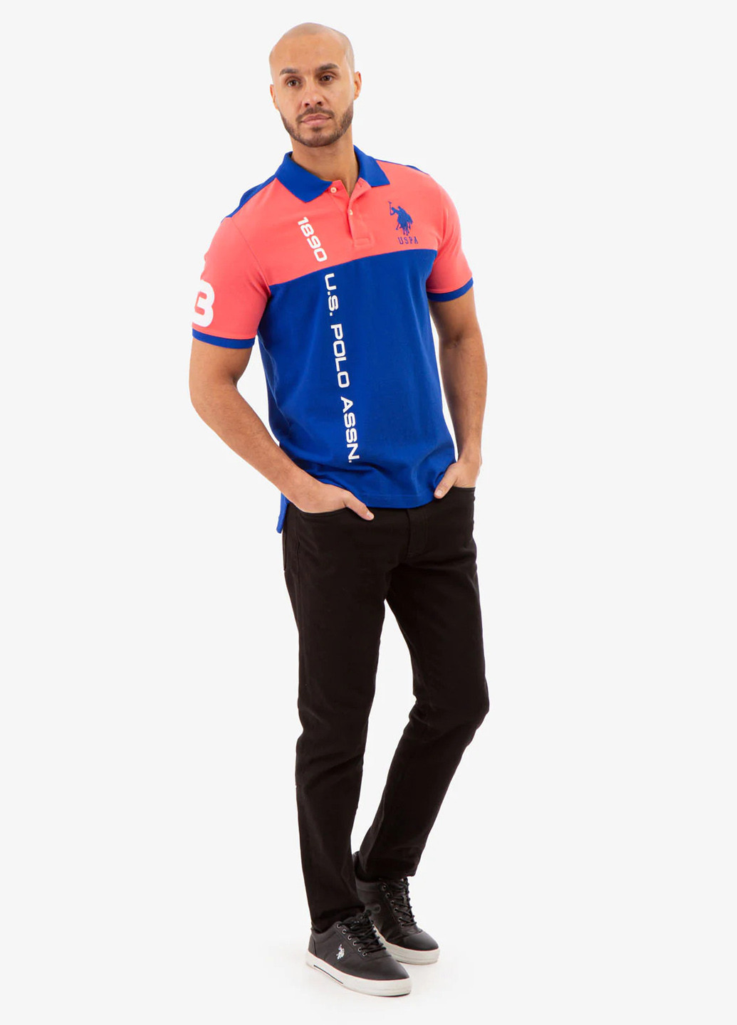 Синяя футболка-поло для мужчин U.S. Polo Assn. колор блок