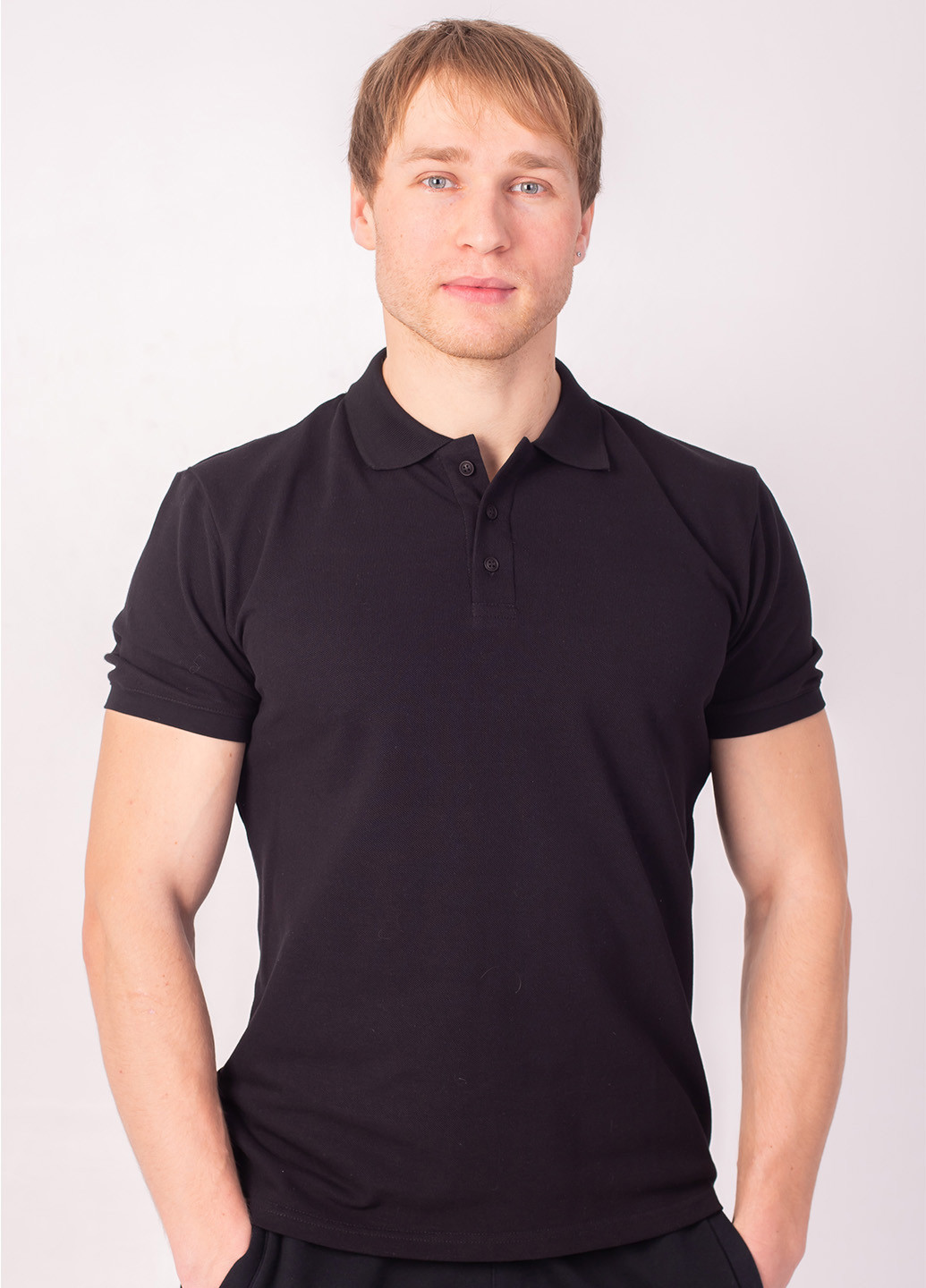 Черная футболка-5720-01 поло муж. черный для мужчин TvoePolo однотонная