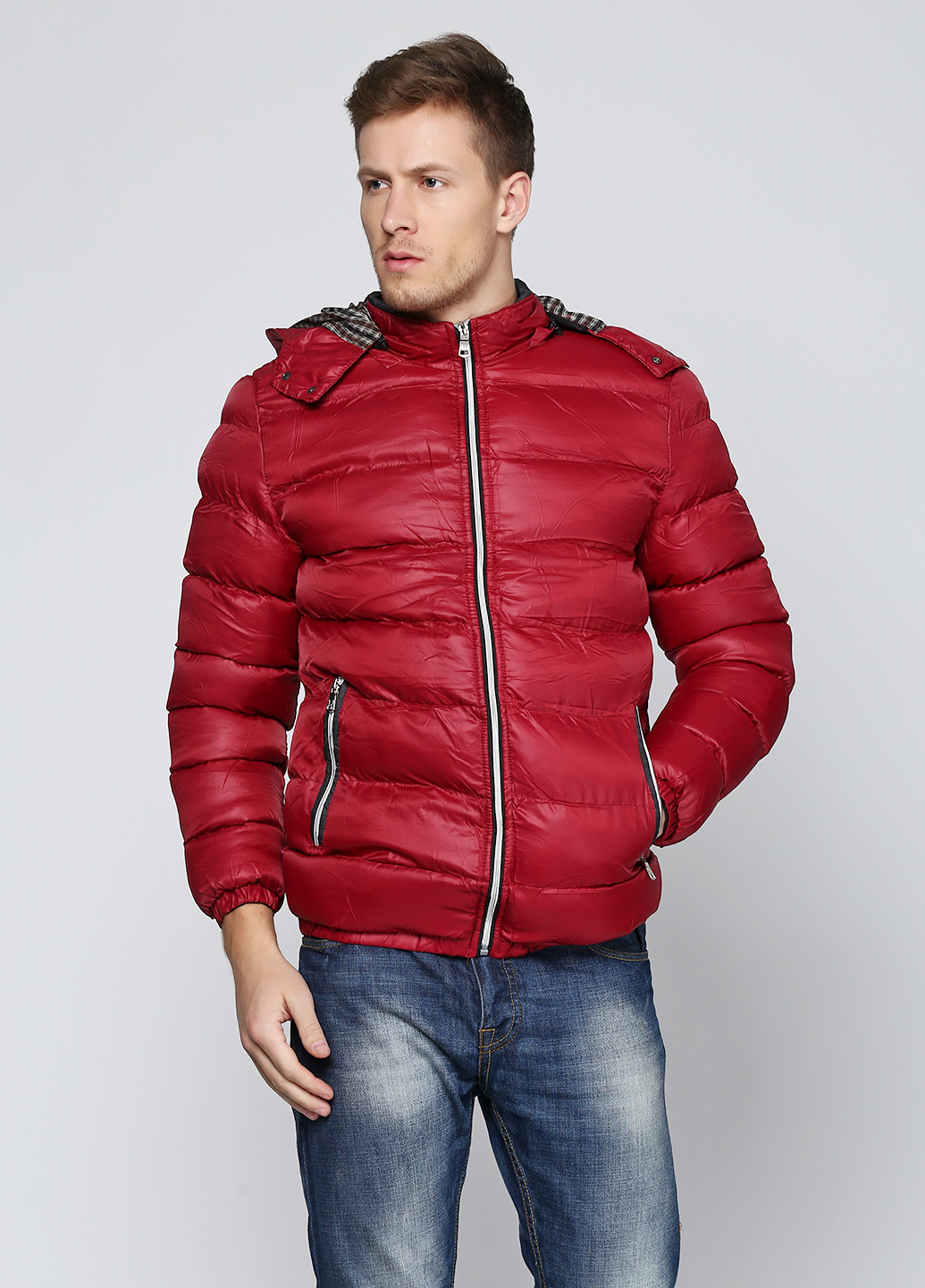 Бордовая зимняя куртка No Brand