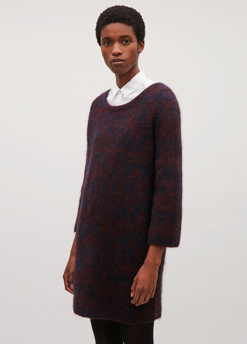 Бордовое кэжуал платье платье-свитер Cos с абстрактным узором