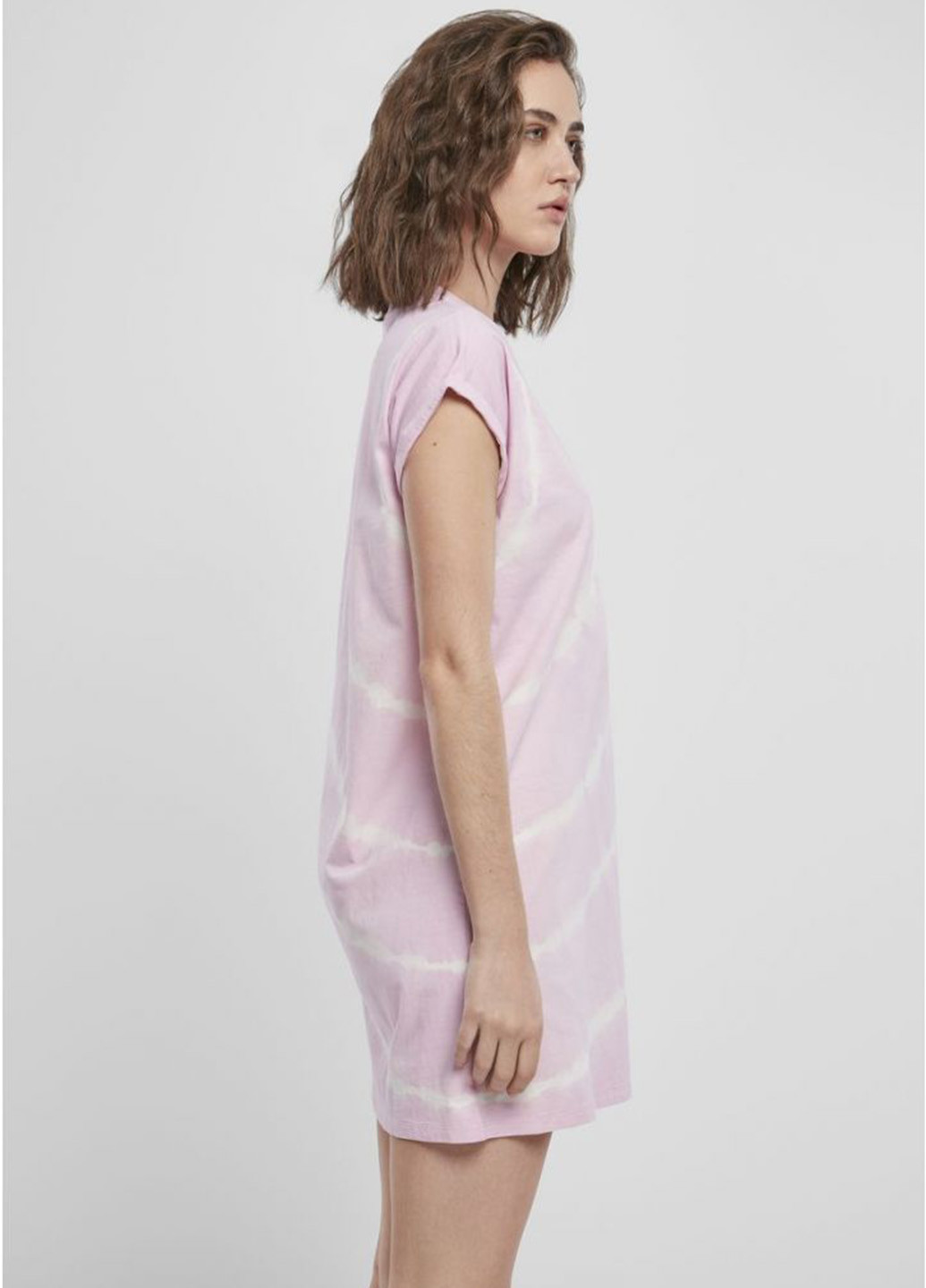 Розовое кэжуал платье платье-футболка Urban Classics тай-дай