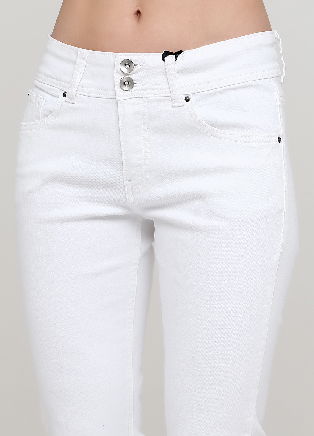 Джинси Rick Cardona кльош однотонні білі джинсові бавовна