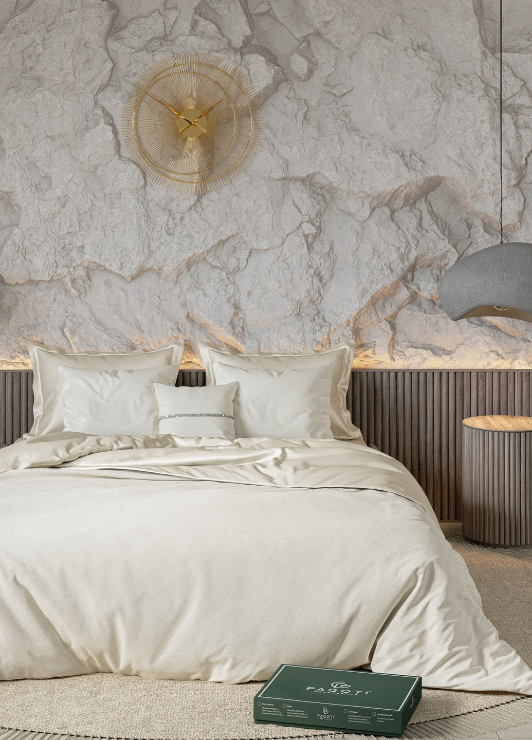 Комплект постельного белья сатин-велюр Delight молочный (полуторный) PAGOTI (256519466)