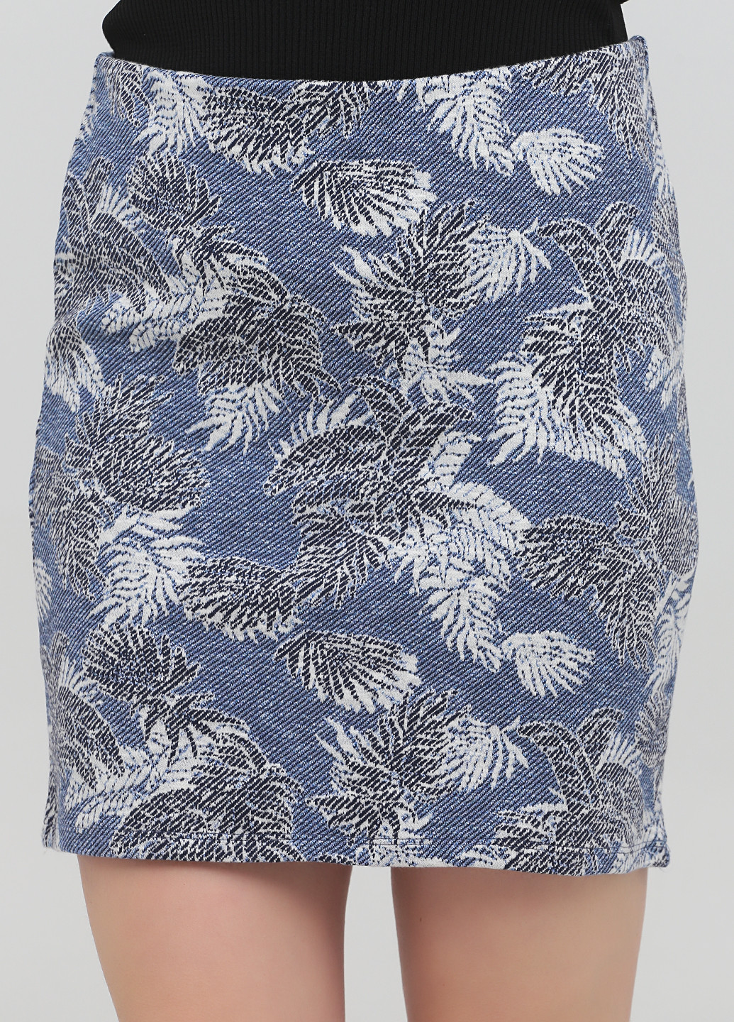 Синяя кэжуал с рисунком юбка Promod