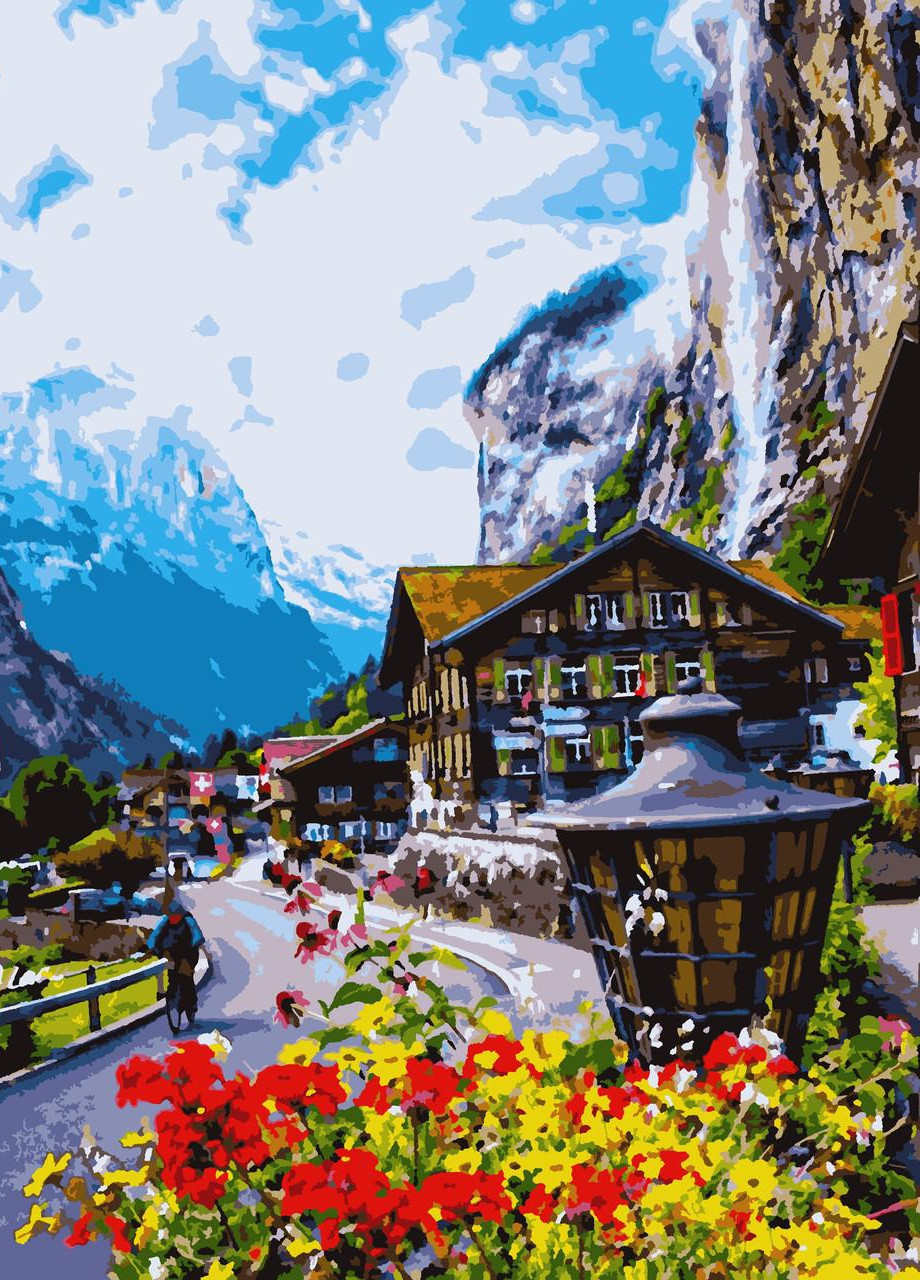 Картины по номерам "Цветущая Швейцария" 50*60 см No Brand (254583872)