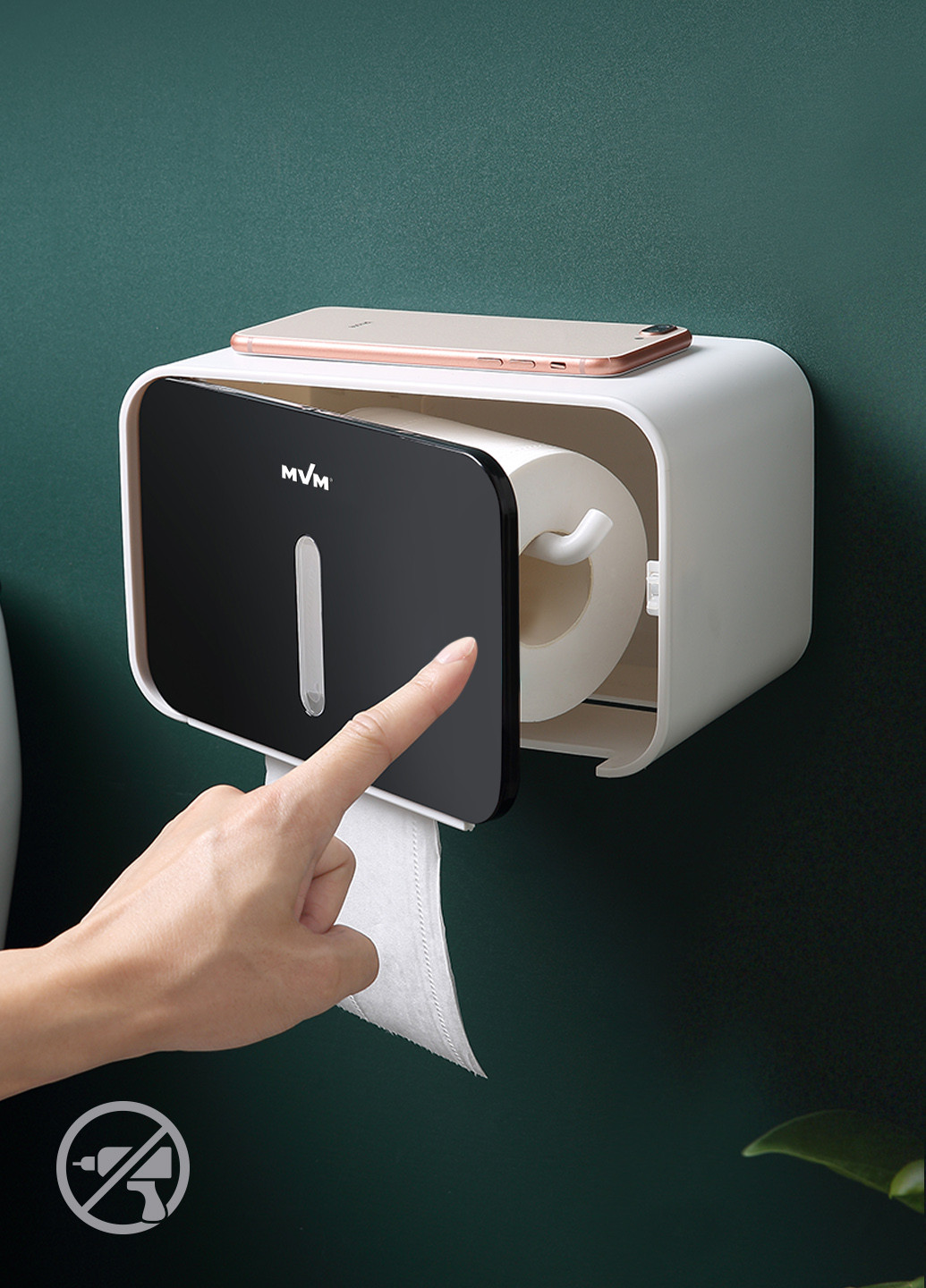 Держатель для туалетной бумаги клеящийся, 13,5х21х13,5 см MVM (214203047)