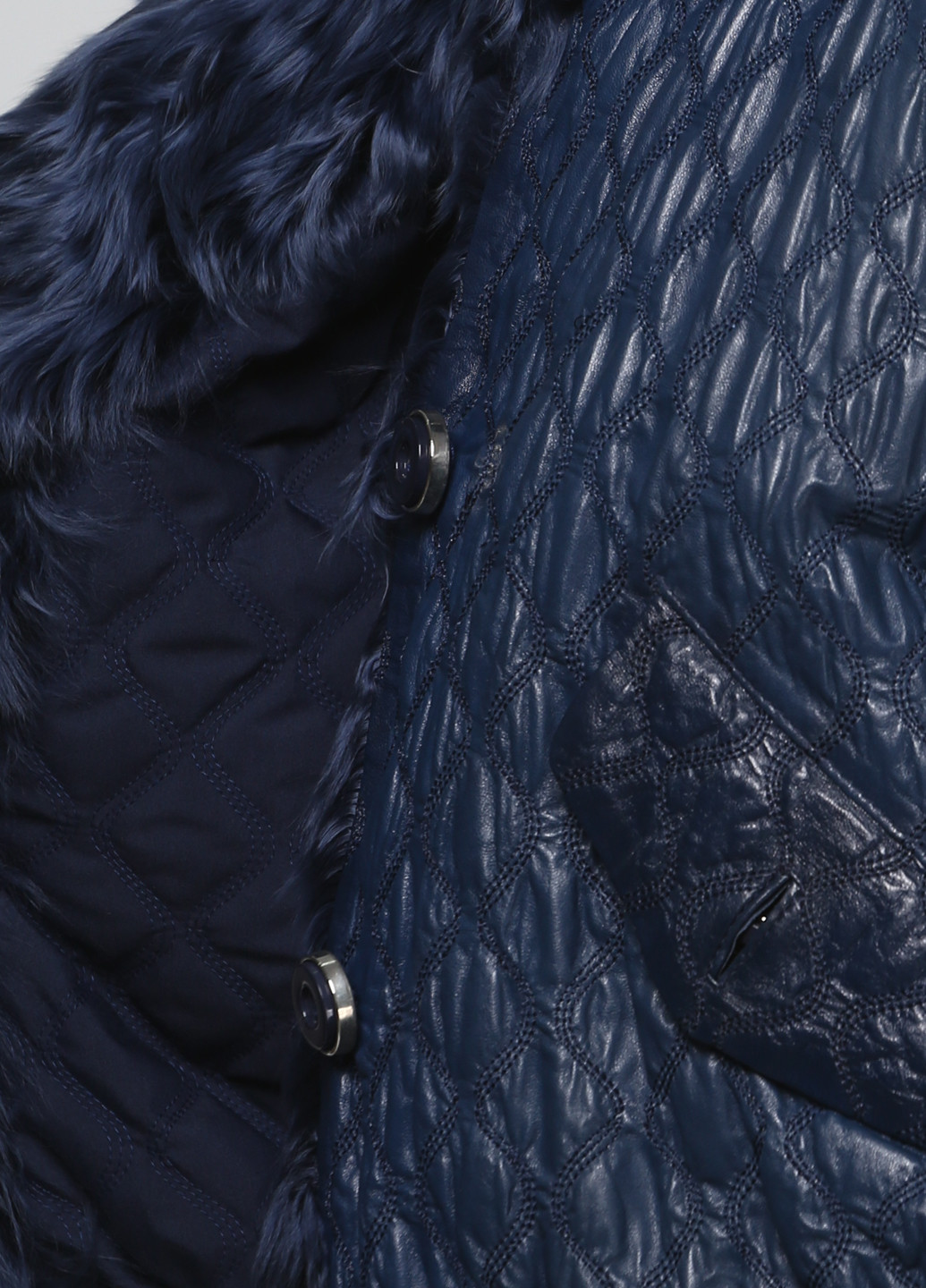 Синяя демисезонная куртка кожаная Viaveneto