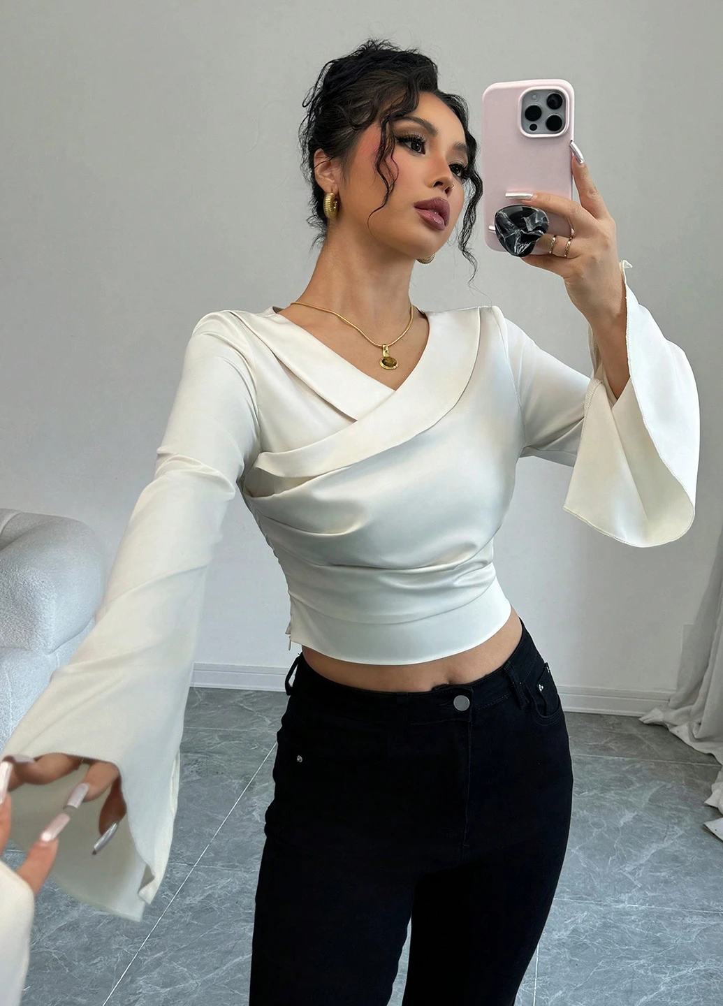 Кремовая блуза SHEIN
