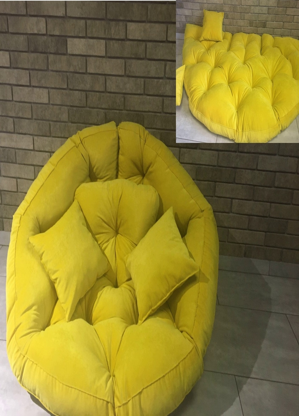 Крісло трансформер матрац з подушкою безкаркасне розкладне лежак Жовтий Francesco Marconi (224437137)