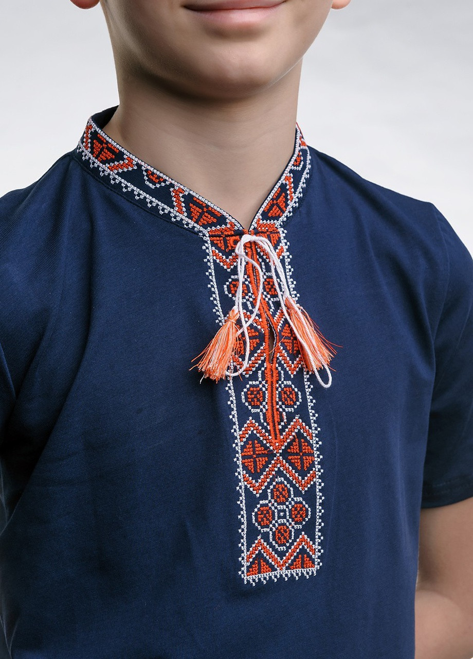 Вышиванка для мальчика с коротким рукавом Казацкая красная вышивка Melanika (228500238)