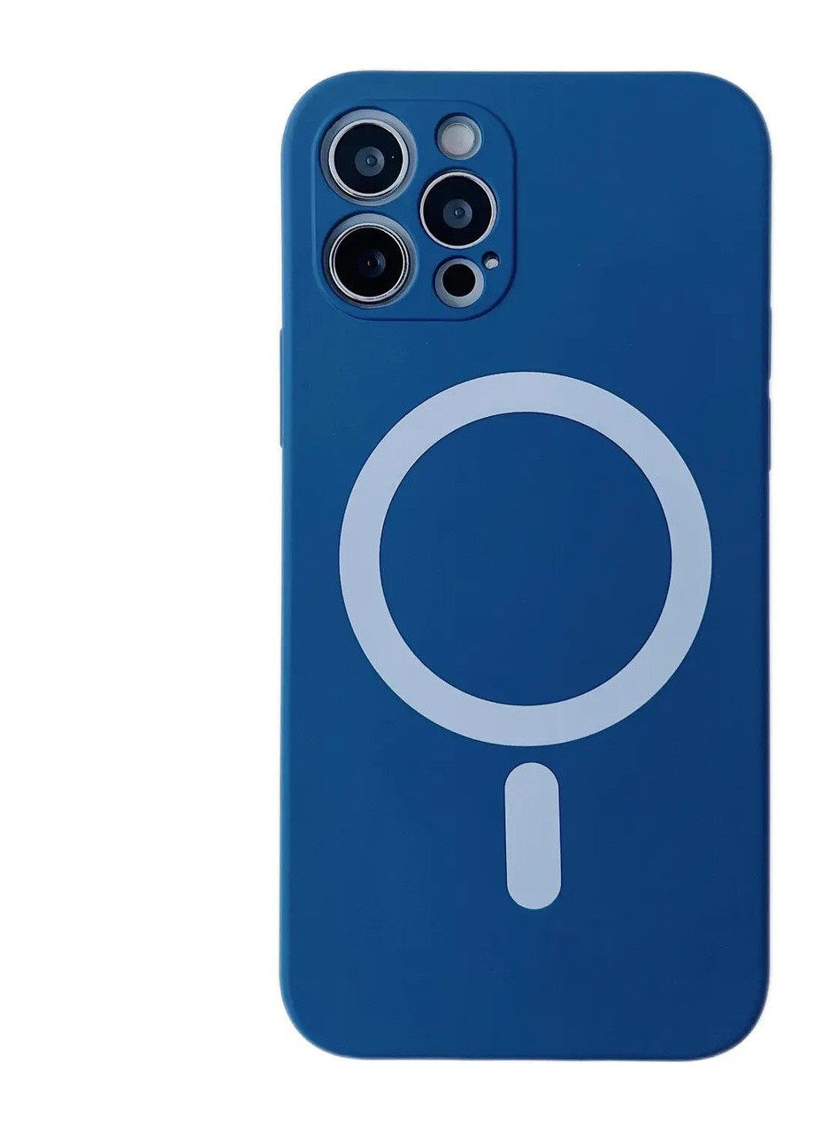 Силіконовий Чохол Silicone Case Закрита камера з MagSafe для iPhone 12 Pro Max Синій No Brand (255457029)