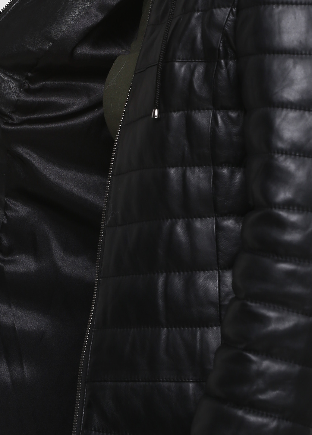 Черная демисезонная куртка кожаная (мех песца) Deimos