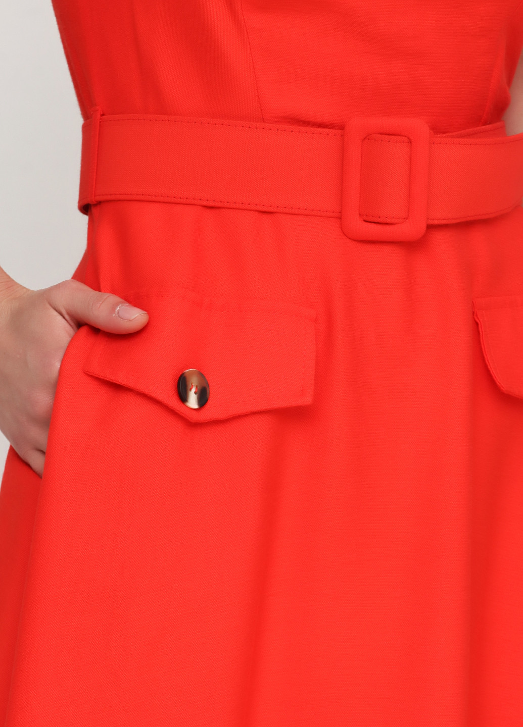 Оранжево-красное кэжуал платье Polin однотонное
