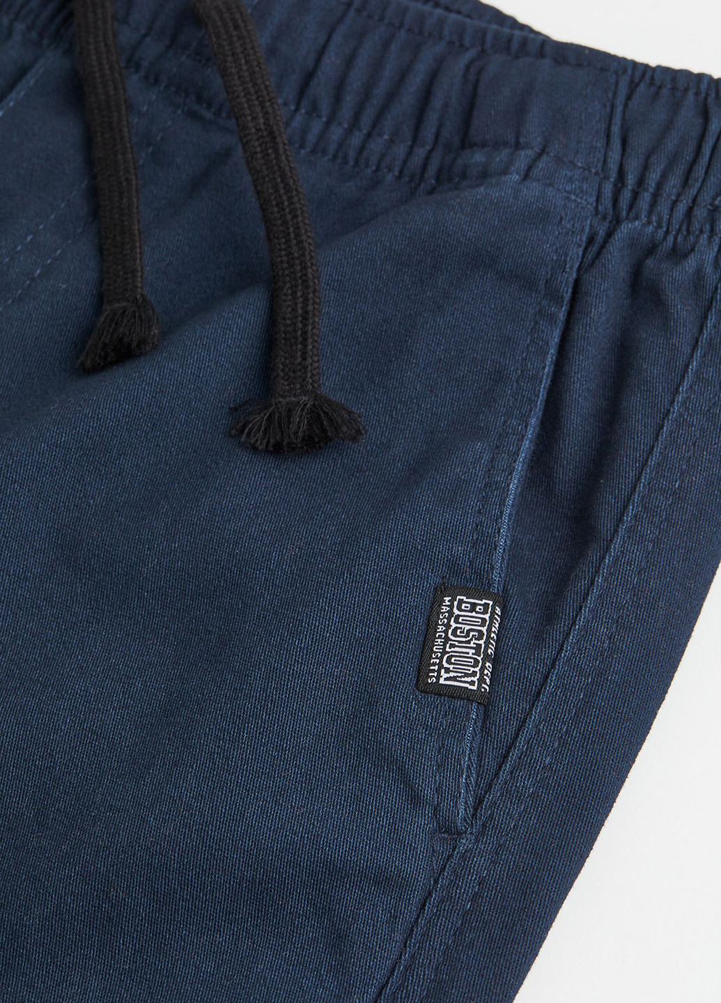 Штани H&M джогери однотонні темно-сині кежуали бавовна