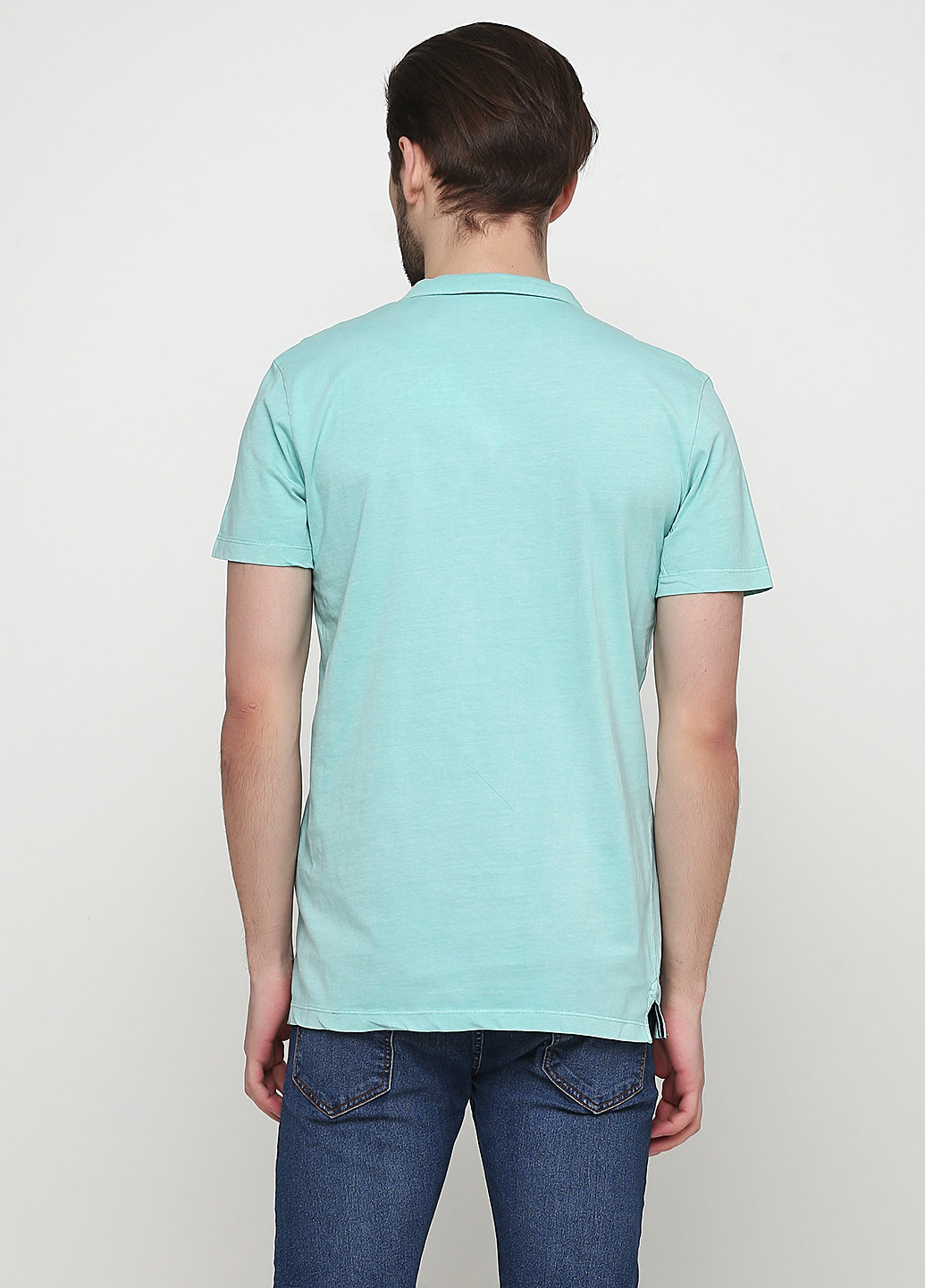 Светло-бирюзовая футболка-поло для мужчин Tom Tailor однотонная