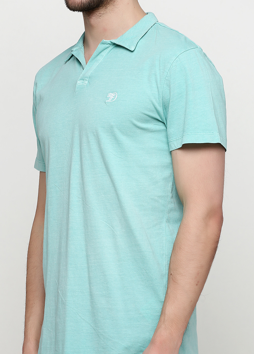 Светло-бирюзовая футболка-поло для мужчин Tom Tailor однотонная