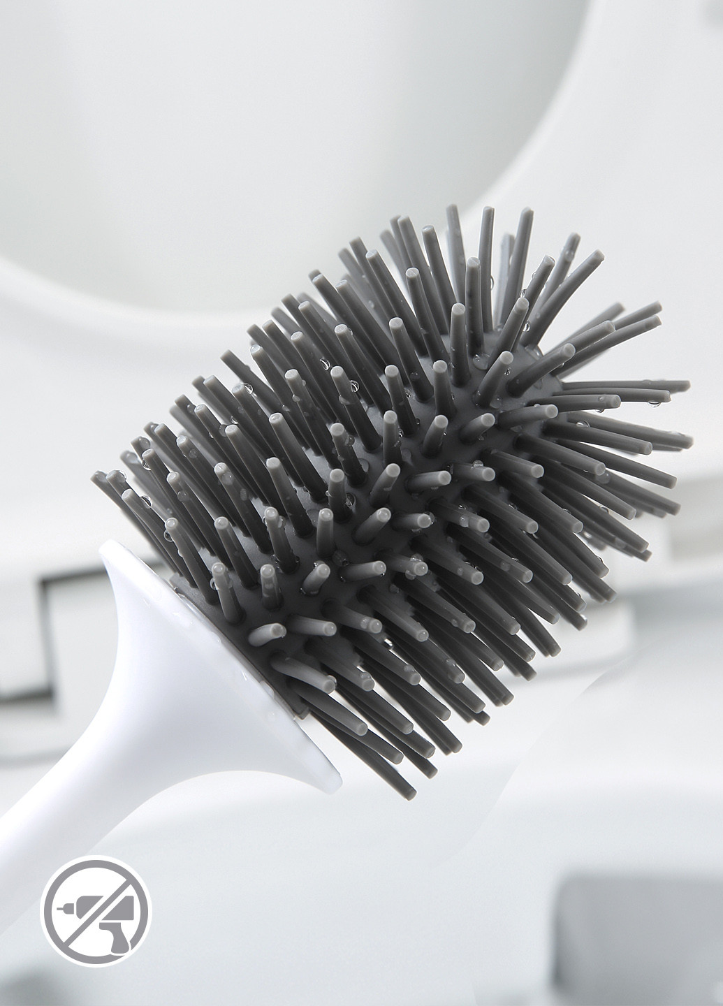 Йоржик для унітазу з силіконовою щіткою клейкий настінний, 41х9 см MVM (252810371)