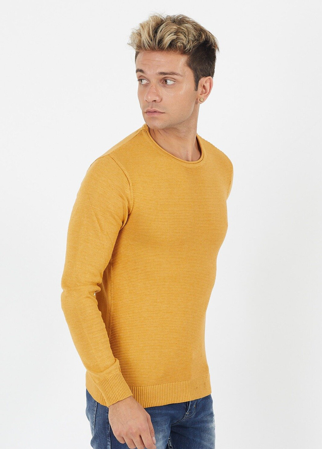 Горчичный демисезонный свитер 6655 xl (52) горчичный (2000903548768) Figo