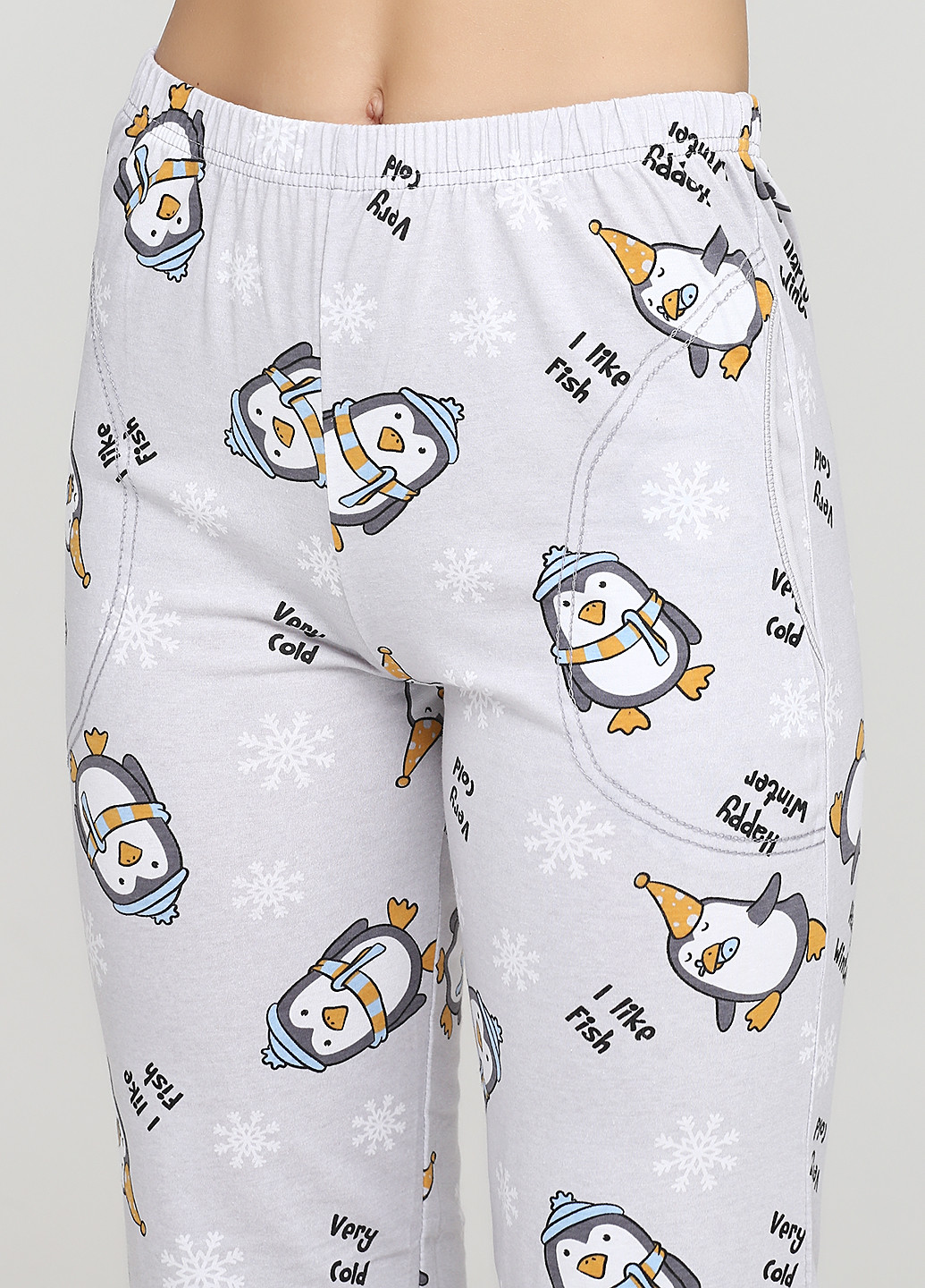 Светло-серая всесезон пижама (лонгслив, брюки, повязка) лонгслив + брюки Pijamoni