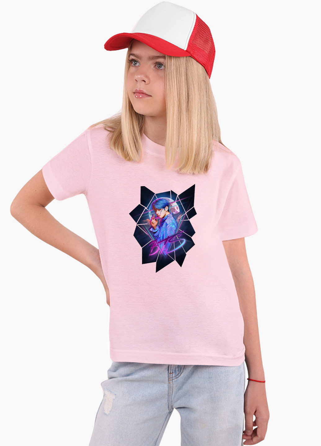 Розовая демисезонная футболка детская бтс (bts)(9224-1067) MobiPrint