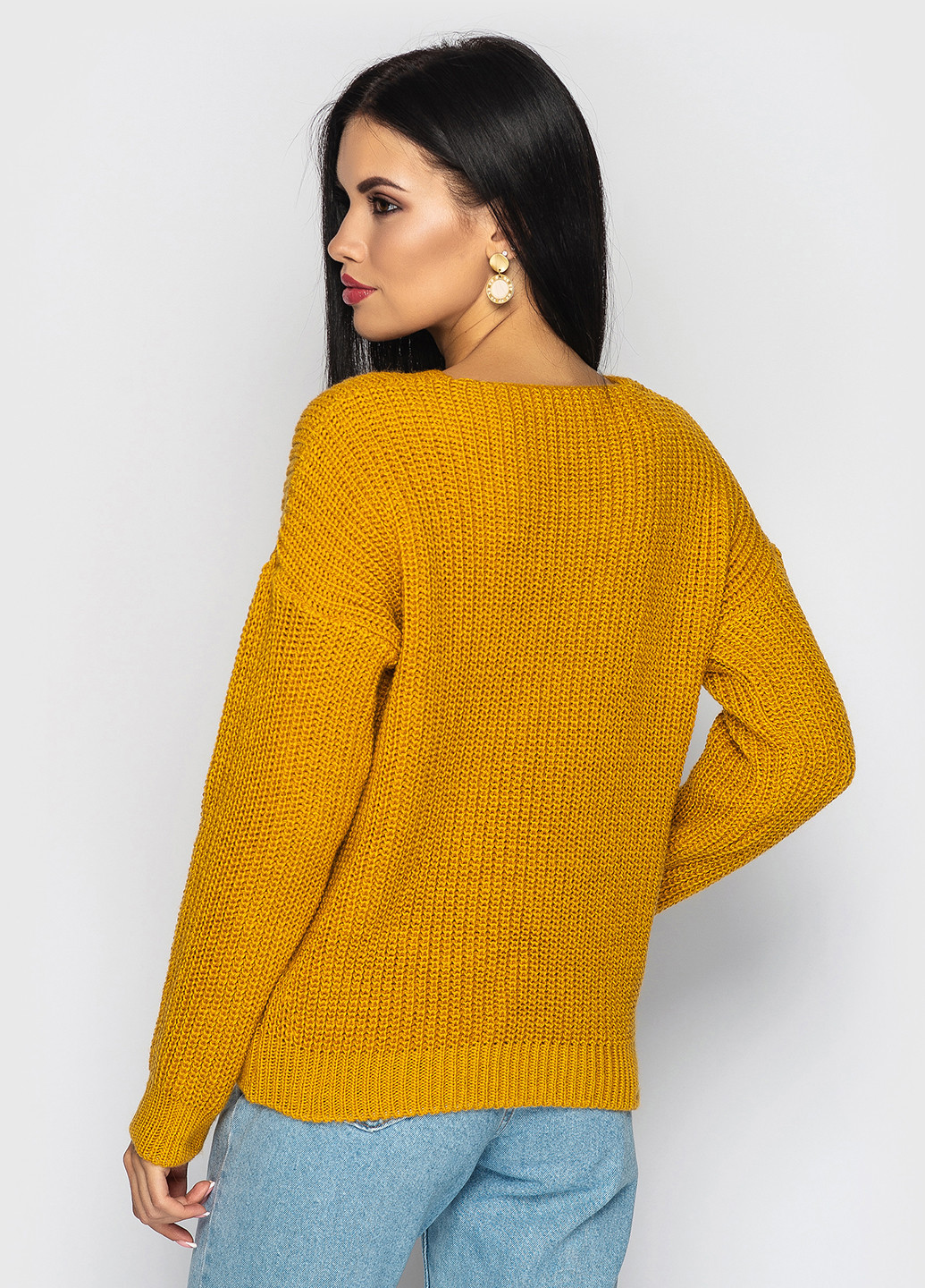 Горчичный демисезонный пуловер пуловер Larionoff