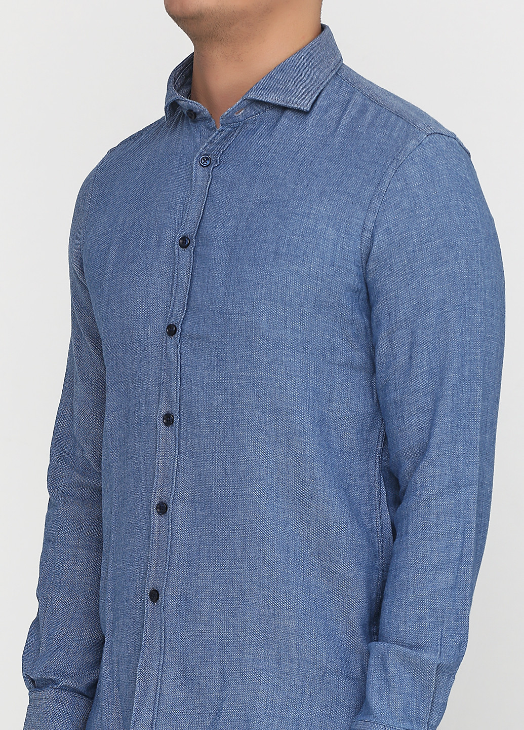 Синяя кэжуал рубашка однотонная Eleven с длинным рукавом