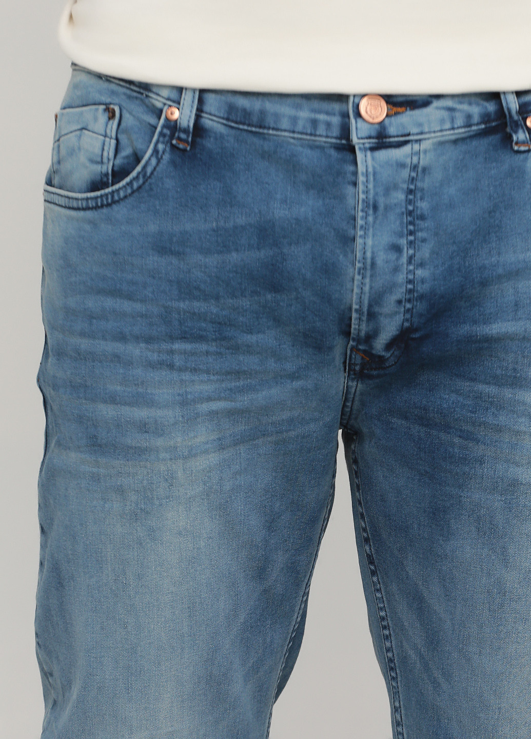 Голубые демисезонные прямые джинсы Benson & Cherry