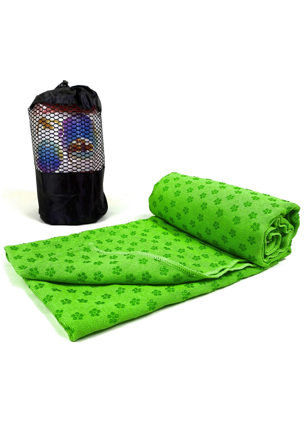 Коврик-полотенце для йоги зеленое (гигиеническое, антибактериальное, влагопоглощающее для фитнеса и пилатеса) EasyFit (241229820)