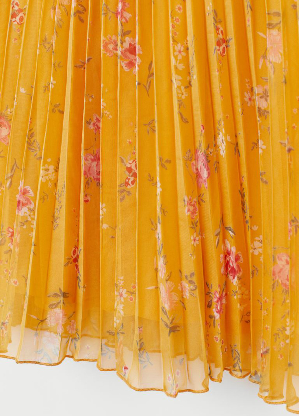 Желтая кэжуал цветочной расцветки юбка H&M плиссе