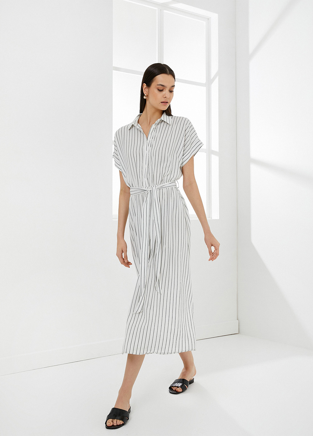 Чорно-білий кежуал сукня сукня-сорочка KOTON в смужку