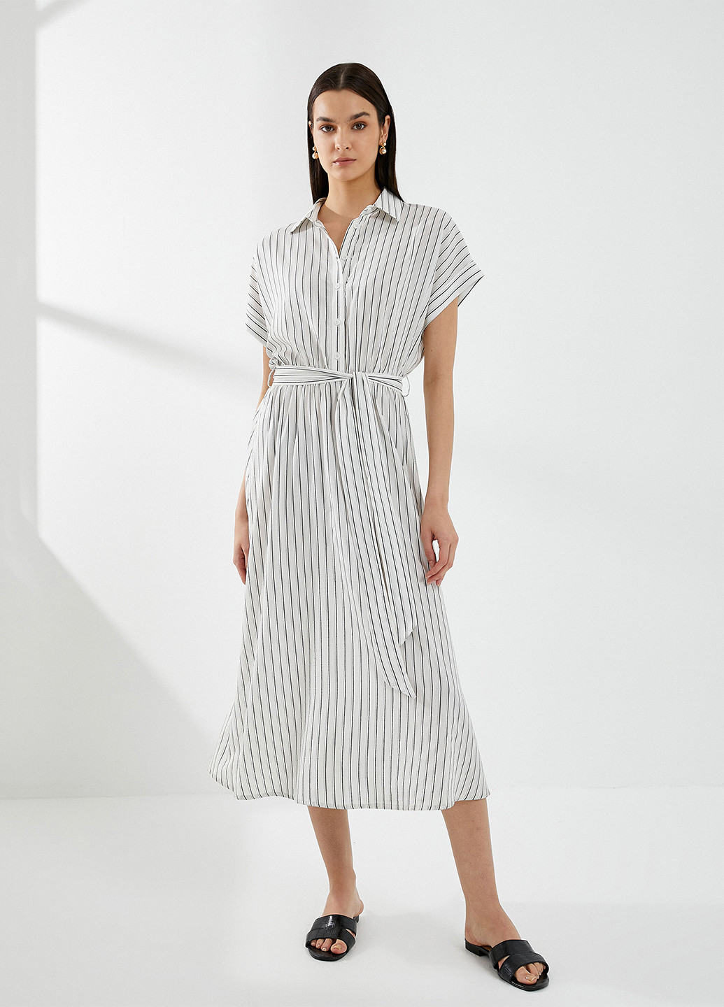 Чорно-білий кежуал сукня сукня-сорочка KOTON в смужку