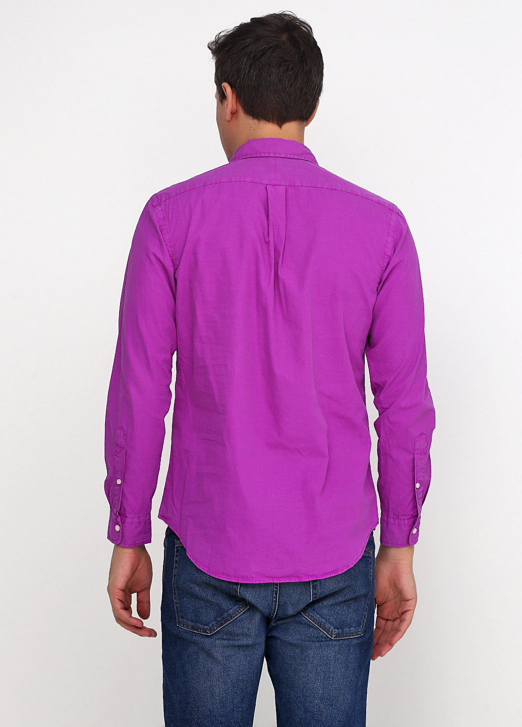 Фуксиновая (цвета Фуксия) кэжуал рубашка однотонная Ralph Lauren с длинным рукавом