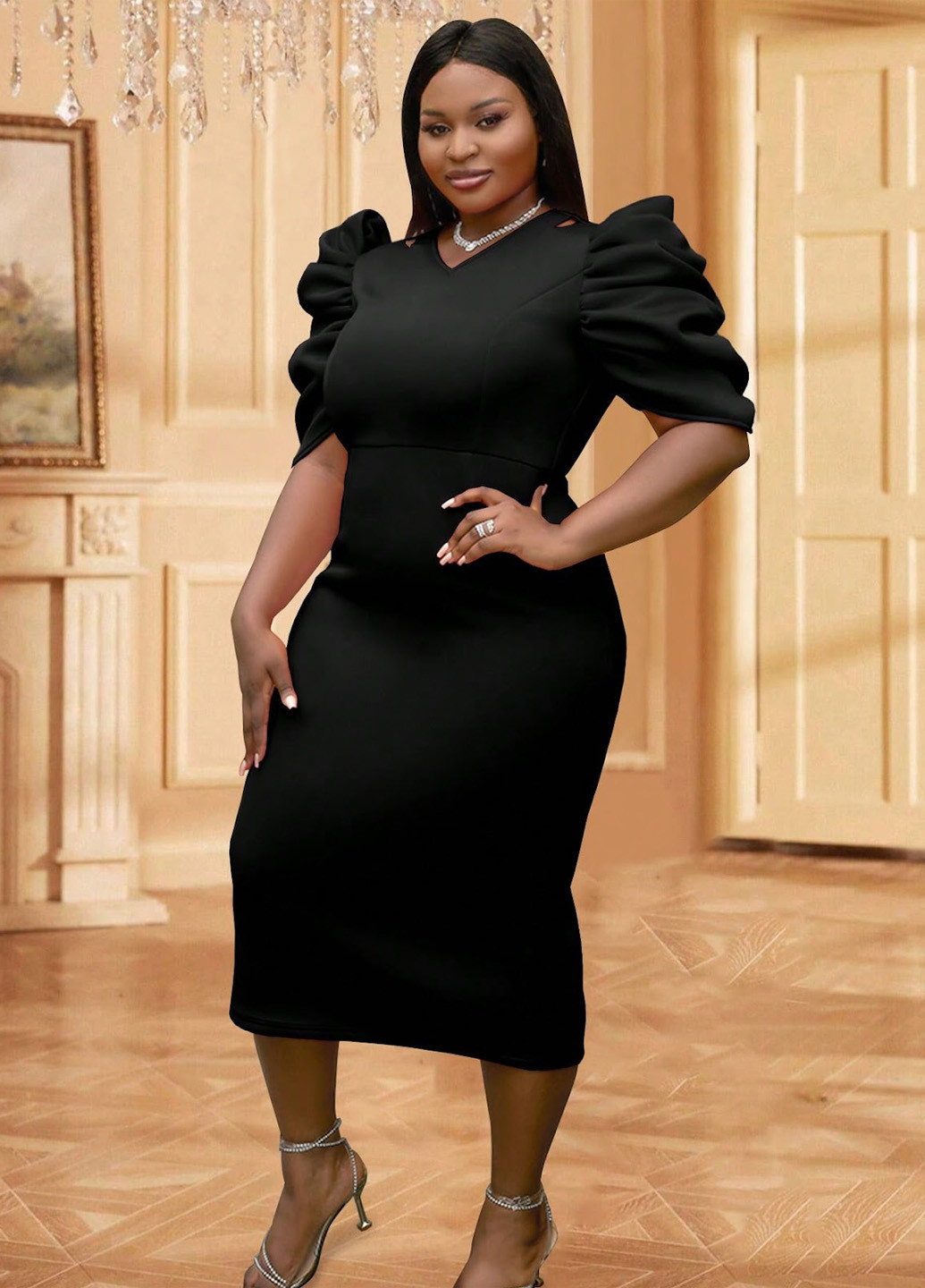 Чорна ділова сукня футляр SHEIN однотонна